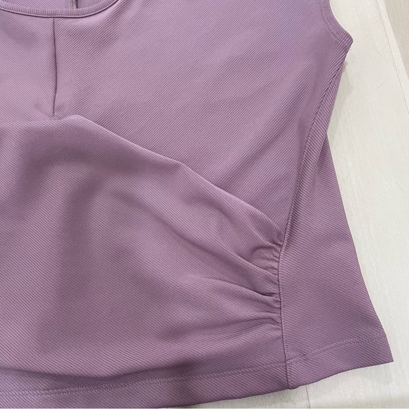 Athleta Bayview Ribbed Flora Mauve Faux Wrap Cap Short Sleeve Stretch SzXL - Picture 6 of 16